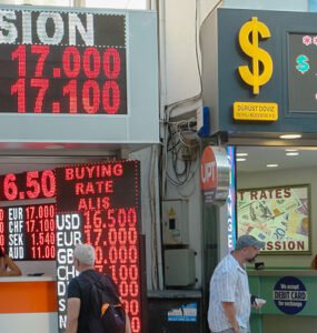 Two money exchange offices next to each other.