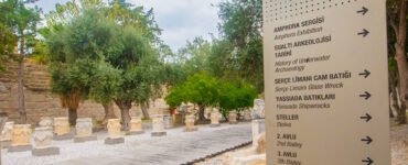 An information board at the castle’s lower courtyard.