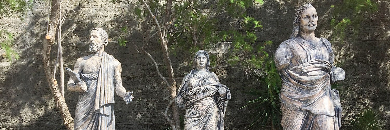 Three historical figures from ancient times: Herodotus, Mausolus and his wife Artemisia II