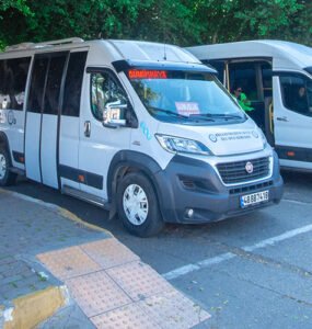 Bodrum minibuses are waiting for passengers at the station