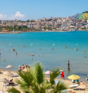 Kusadasi public beach in summer