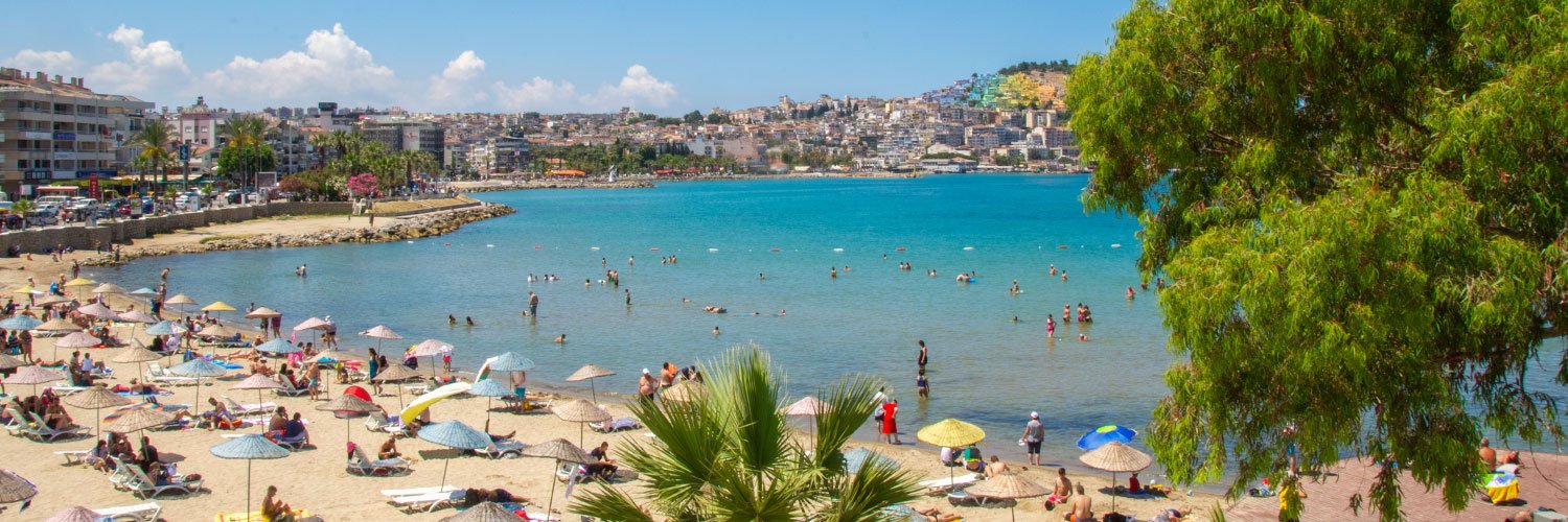 Kusadasi public beach in summer
