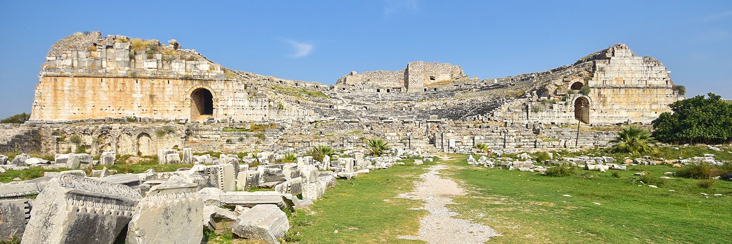 Miletus archaeological site, located near Didim, showcasing ancient ruins.