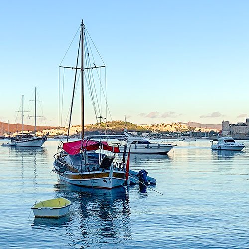 Sunrise at Bodrum town centre.