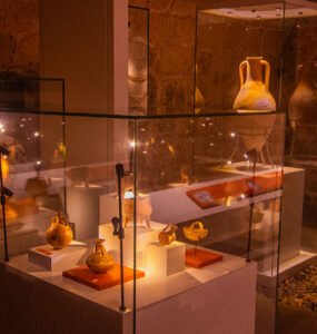Shipwreck containers displayed at Bodrum Underwater Archaeology Museum in Bodrum Castle.