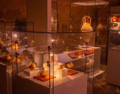 Shipwreck containers displayed at Bodrum Underwater Archaeology Museum in Bodrum Castle.