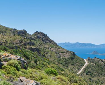 View from the old windmills of Turgutreis overlooking Kalymnos Island — one of the scenic places showing the variety of things to do in Bodrum.