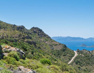 View from the old windmills of Turgutreis overlooking Kalymnos Island — one of the scenic places showing the variety of things to do in Bodrum.