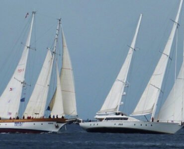 STS Bodrum sailing ship during a race, symbolising the spirit of sailing women in Bodrum.