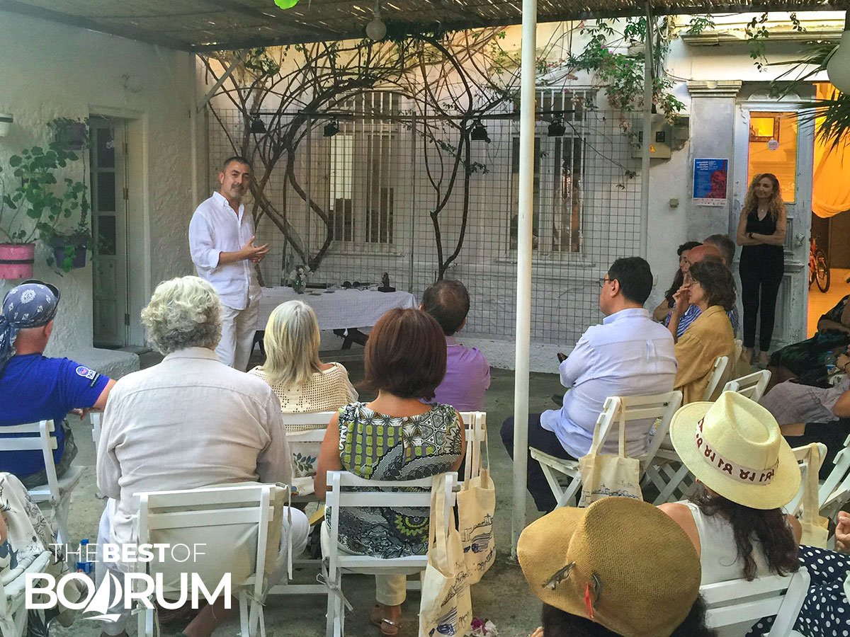 Aegean Traveller speaking at a cultural event in Bodrum